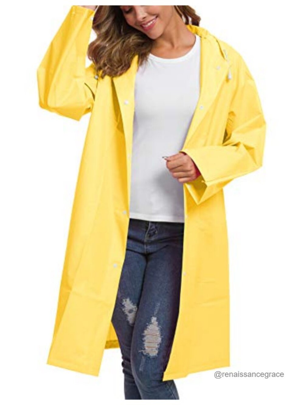 EVA Raincoat Waterproof Reusable Unisex Long Hooded Rain Poncho Lightweight